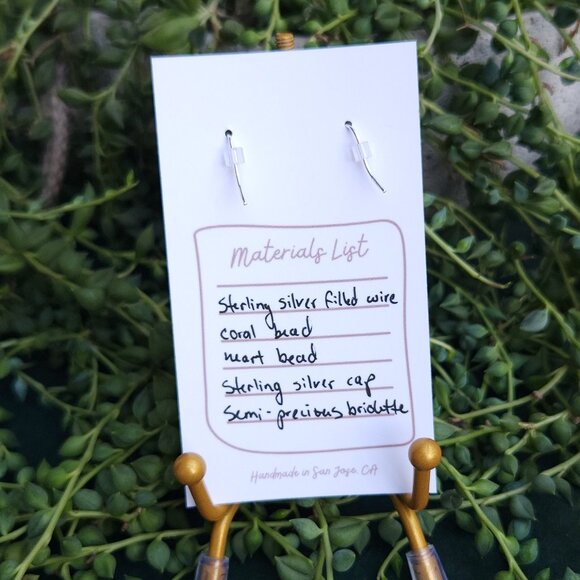 Heart Earrings with Semi-Precious Stones - Pink, Purple, Aqua, Blue - Picture 4 of 14